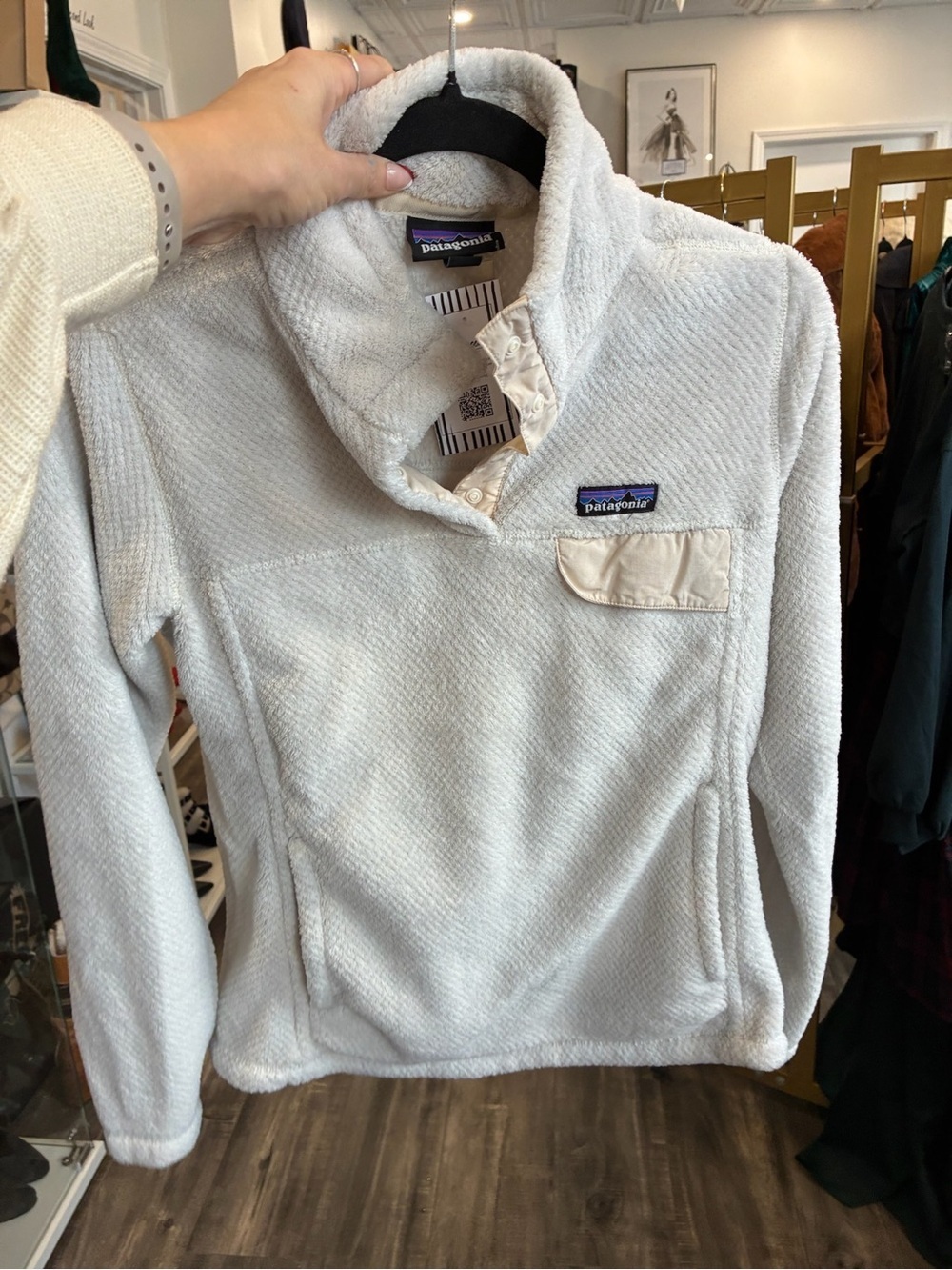Patagonia Cream Cozy Fleece Snap-Placket Pullover